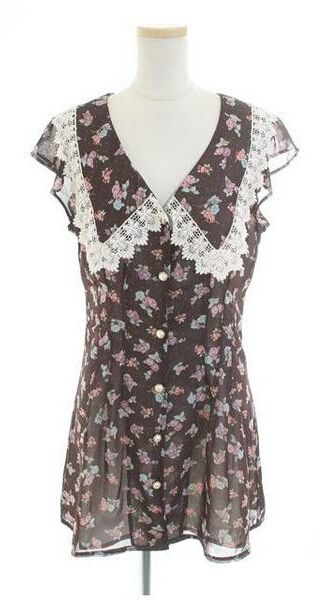 新品小倉優子着用deicyレース襟花柄ワンピース