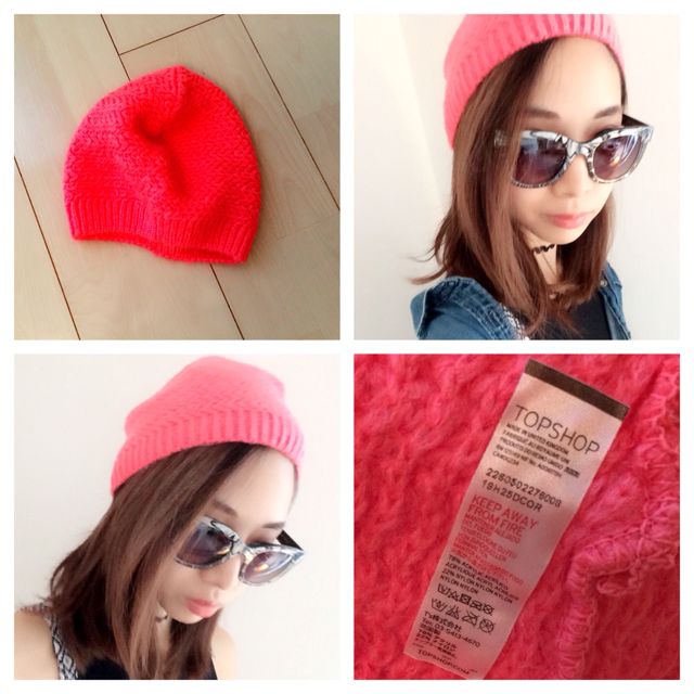 TOPSHOP ネオンピンクのニット帽