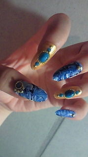 6月新作 ネイビーマーブルターコイズネイル ノーブランド フリマアプリ サイトshoppies ショッピーズ