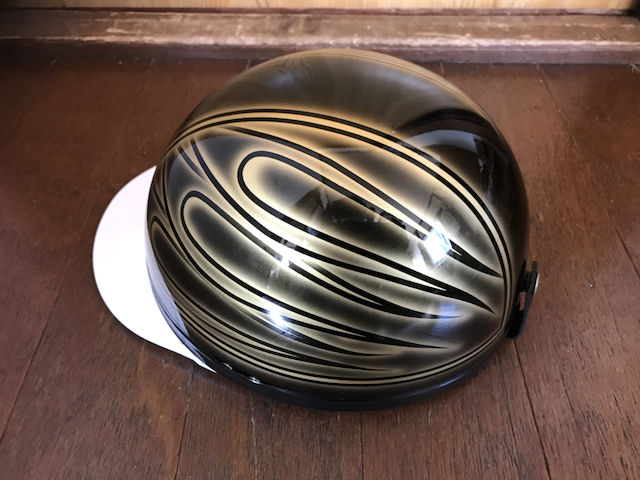 新品塗装 黒金 ボカシ ファイヤーパターン コルク半 ヘルメット