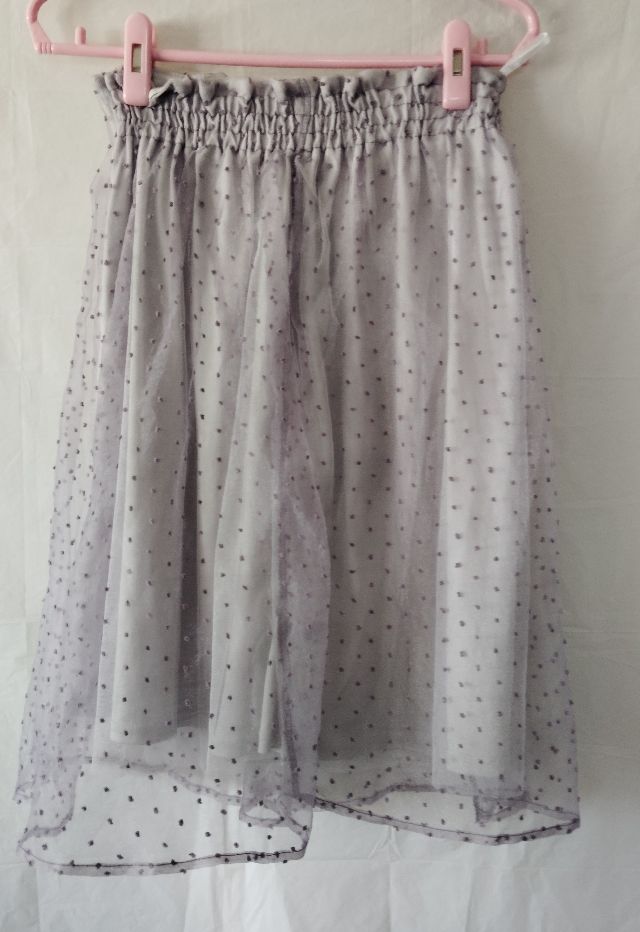 Rag Out ドット柄 シフォン フレアスカート パープル