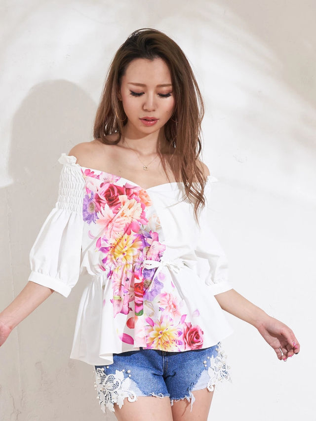 花柄オフショルダーブラウス/DaTuRa