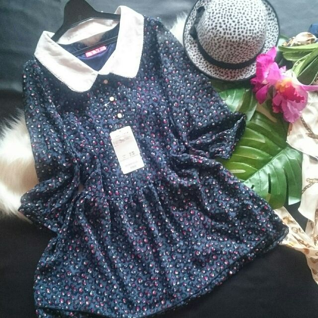 新品、タグ付き！LDSヒョウ柄シフォンシャツワンピース