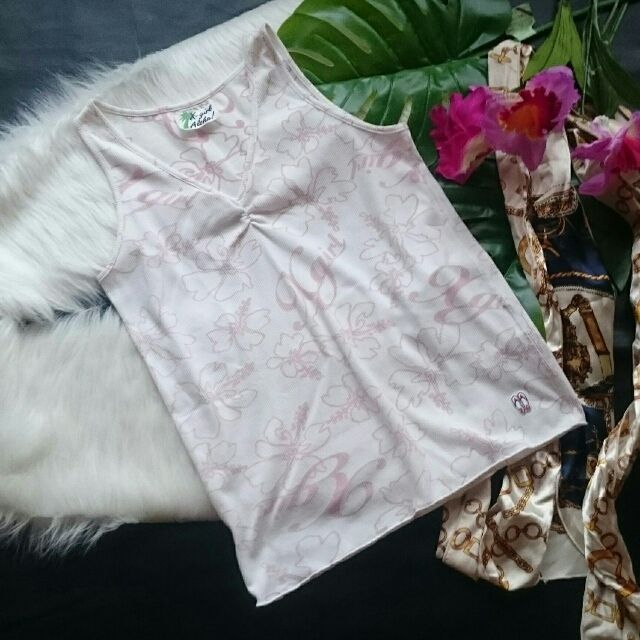 美品！X-GIRLアロハ&times;ロゴ入りリブタンクトップ