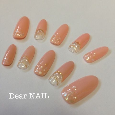 ヌードピンクシェルnailジェルネイルチップ ノーブランド フリマアプリ サイトshoppies ショッピーズ