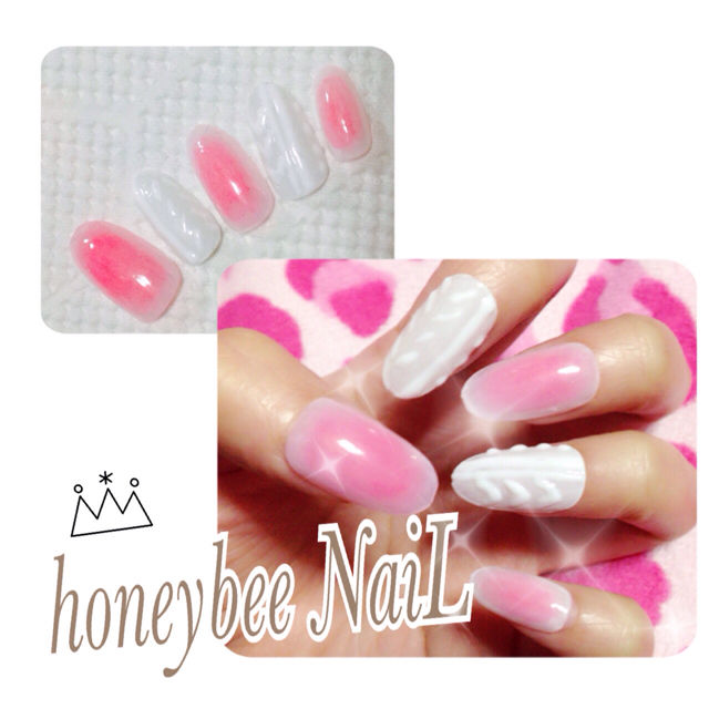 ピンク おフェロ ニット柄 チークネイル 夢かわいい フリマアプリ サイトshoppies