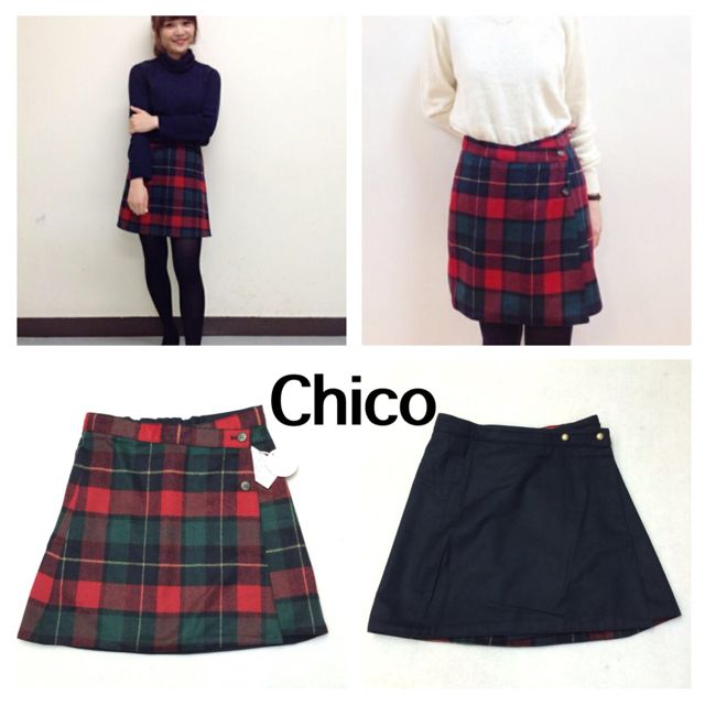 Chico リバーシブルラップスカート