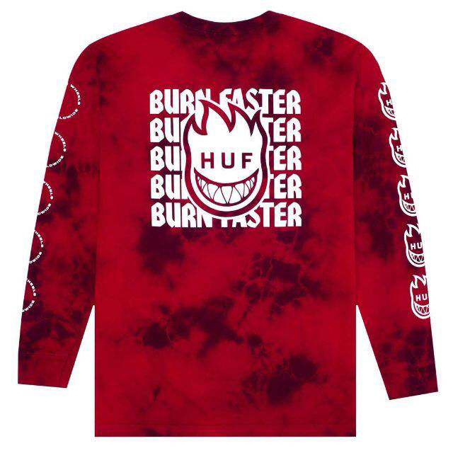 HUF×Spitfire ロンT レッド  M ハフ