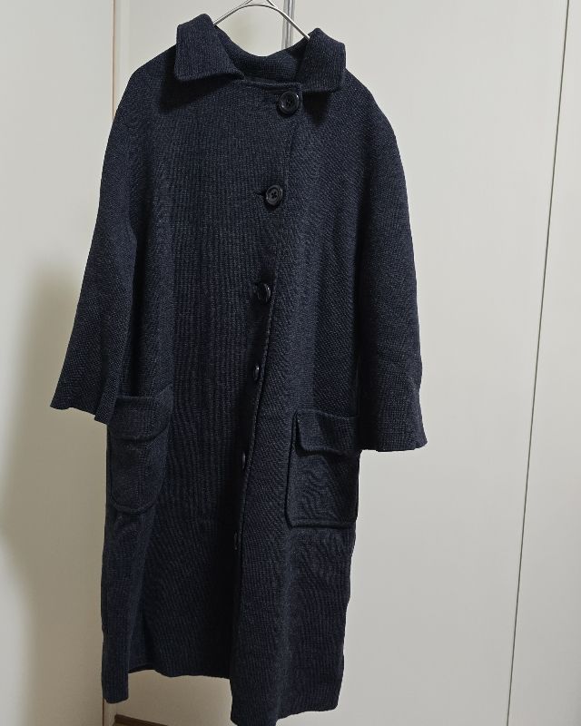 ICB　ウール　羊　ニット　ステンレス　カラーコート　七分丈