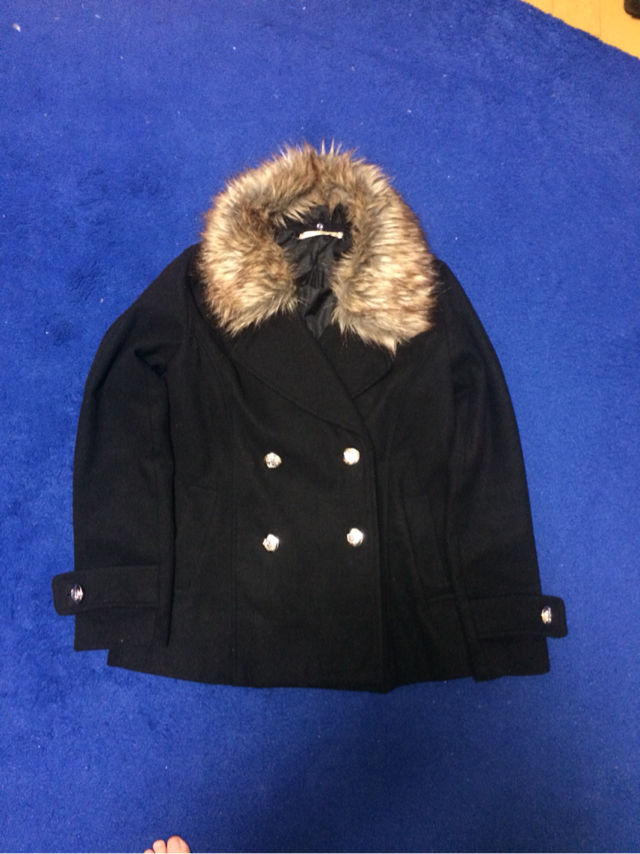 ファー付 コート ブラック