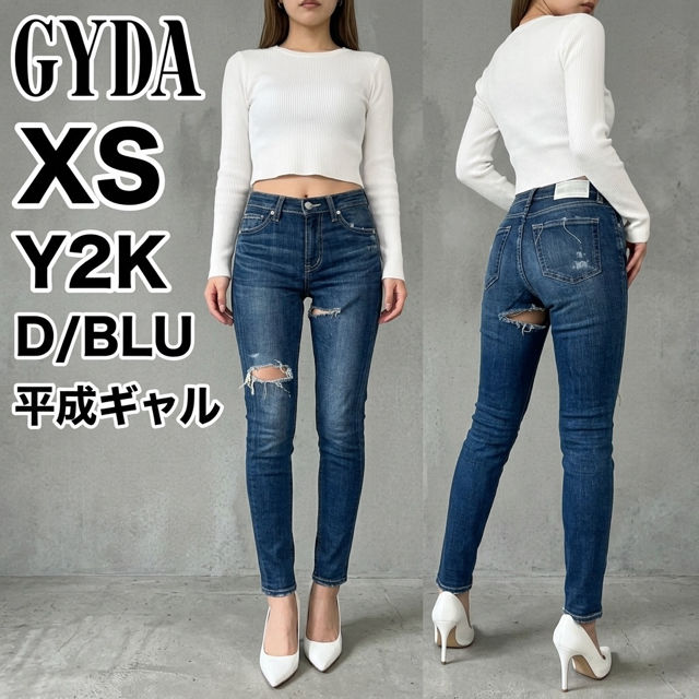 M/Wインナーハイリップドデニムスキニーパンツ XS Y2K