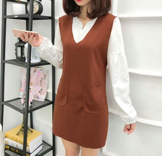 茶 ワンピース ポケット付き フリマアプリ サイトshoppies ショッピーズ