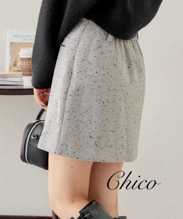 新品Chicoネップウール台形ミニスカート
