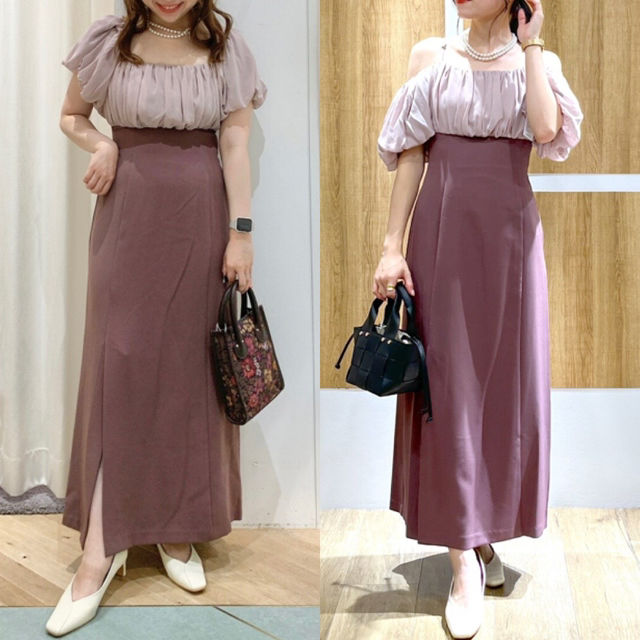 Andemiuデコルテ魅せオフショルIラインドレス