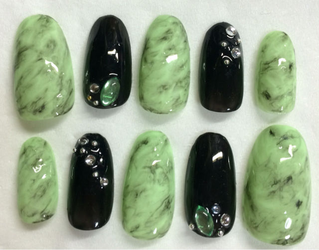 抹茶マーブルジェルネイル フリマアプリ サイトshoppies ショッピーズ