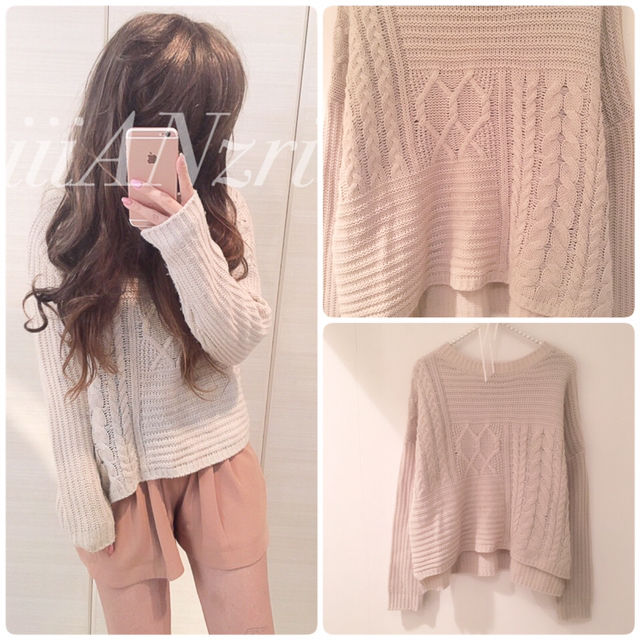 used【デザインケーブルニット】4428