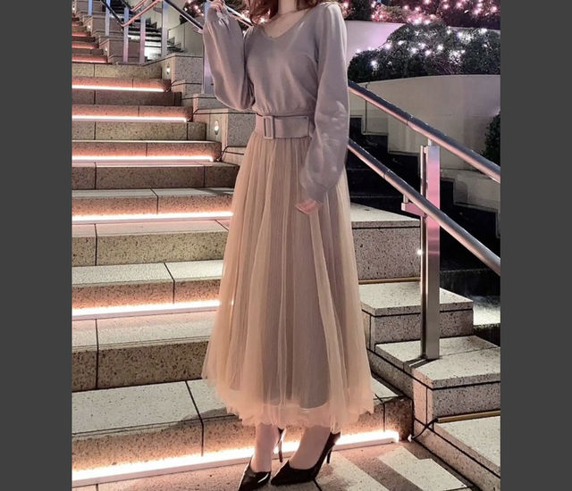 RESEXXY web限定チュール切り替えワンピース