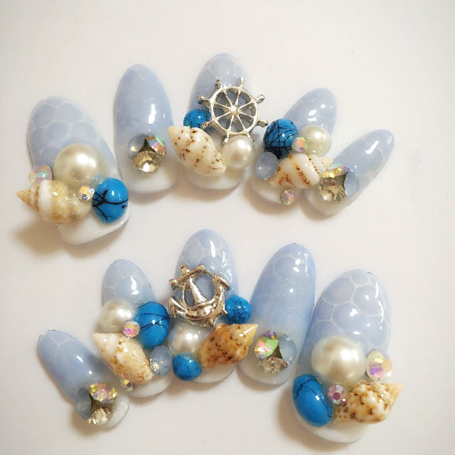 本物 貝殻 ダイヤカットドロップネイル ジェルネイルチップ フリマアプリ サイトshoppies ショッピーズ