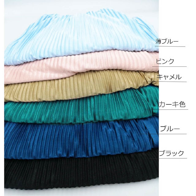 プリーツワイドパンツ 春 夏 ウエストゴム